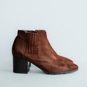 Aquatalia Suede Ankle Boots Quite Luxury Block Heel Ginger Brown Size 10M